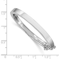 Sterling Silver Rhodium-plated 4mm Polished 40 Mm Inside Diameter Hinged Bangle with Safety Chain view 3
