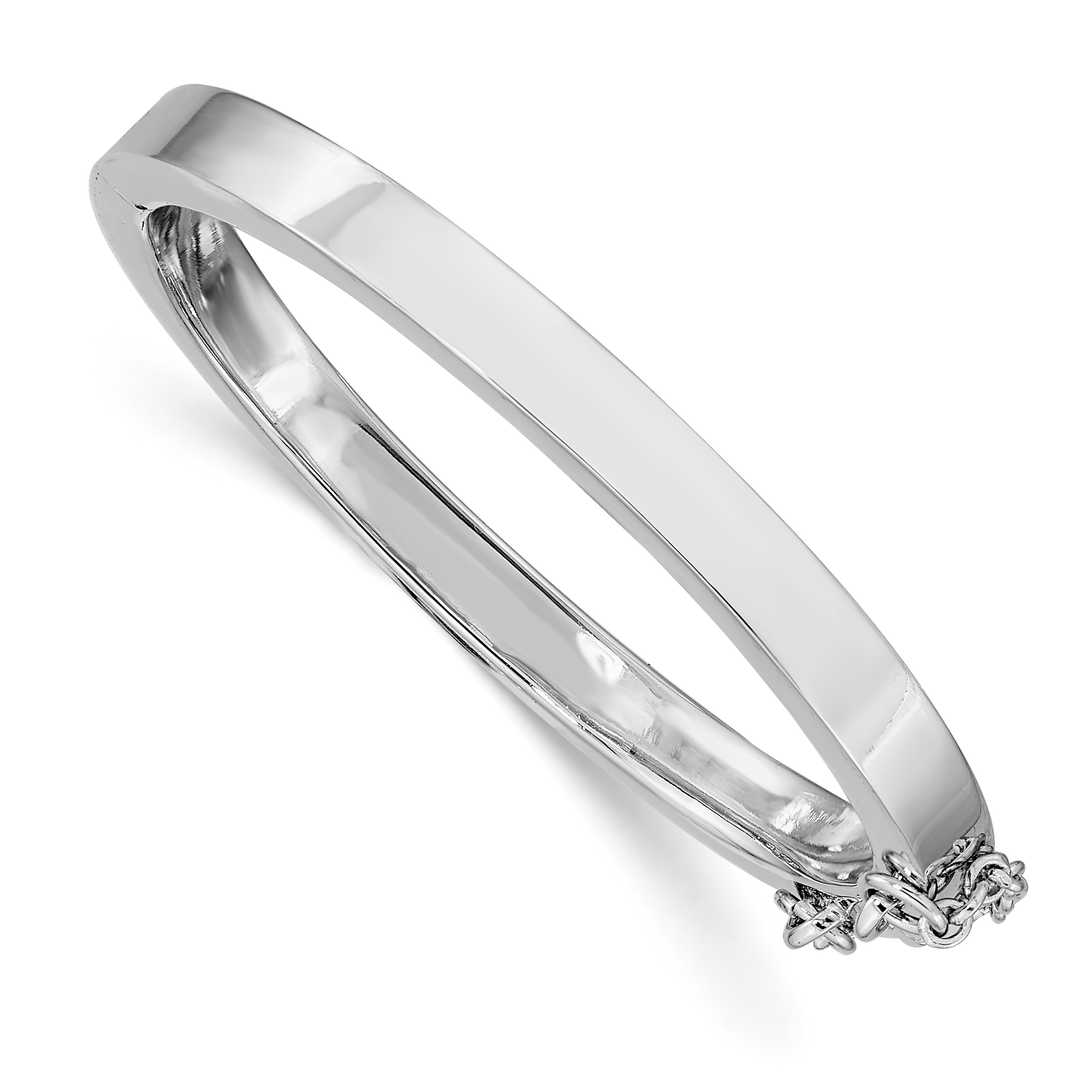 Sterling Silver RH-plated Polished 4mm w/ Safety Hinged Children's Bangle (QB803)