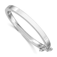 Sterling Silver RH-plated Polished 4mm Bangle with Safety Hinged Children's view 1
