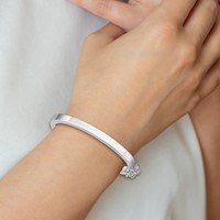 Sterling Silver Rhodium-plated 4mm Polished 45 Mm Inside Diameter Hinged Bangle Chain with Safety view 4