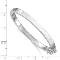 Sterling Silver Rhodium-plated 4mm Polished 45 Mm Inside Diameter Hinged Bangle Chain with Safety view 3