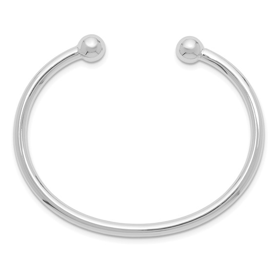 Sterling Silver Rhodium-plated Polished 3mm Children's Cuff Bangle