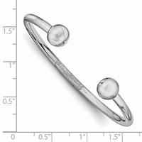 Sterling Silver RH-pltd 3mm Polished 50mm Inside Diameter Cuff Bangle view 3