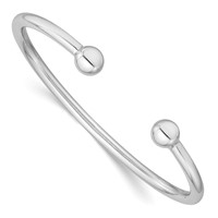 Sterling Silver RH-pltd 3mm Polished 50mm Inside Diameter Cuff Bangle view 1