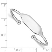 Sterling Silver RH-pltd 2mm Polished ID 40mm Inside Diameter Cuff Bangle view 3