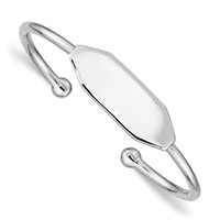 Sterling Silver RH-pltd 2mm Polished ID 40mm Inside Diameter Cuff Bangle view 1