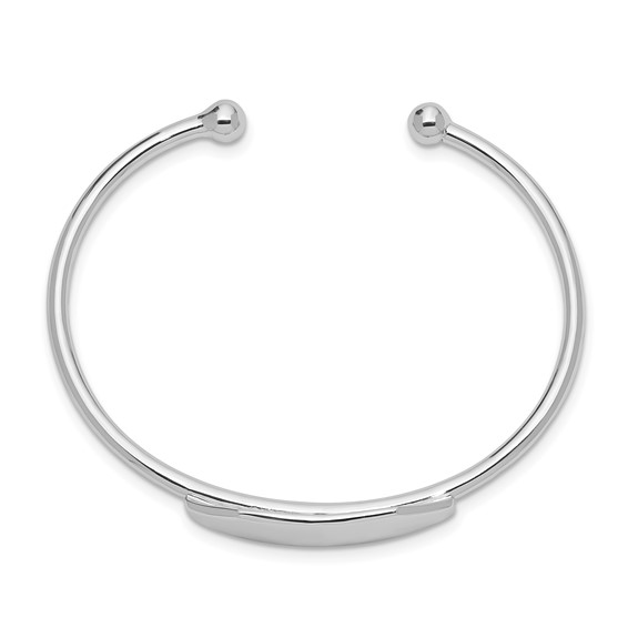 Sterling Silver Rhodium-plated Polished ID Children's Cuff Bangle