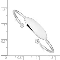 Sterling Silver RH-pltd 2mm Polished ID 45 Inside Diameter Cuff Bangle view 3