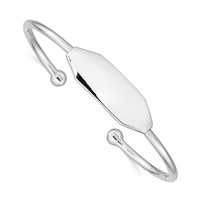 Sterling Silver RH-pltd 2mm Polished ID 45 Inside Diameter Cuff Bangle view 1