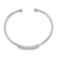 Sterling Silver RH-pltd 2mm Polished ID 48mm Inside Diameter Cuff Bangle view 2