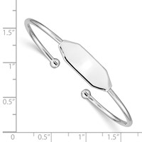 Sterling Silver RH-pltd 2mm Polished ID 48mm Inside Diameter Cuff Bangle view 3