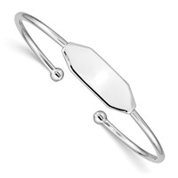 Sterling Silver RH-pltd 2mm Polished ID 48mm Inside Diameter Cuff Bangle view 1