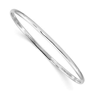 Sterling Silver RH-plated Polished 2mm Slip-on Children's Bangle Bracelet