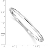Sterling Silver RH-plated Polished 3mm Slip-on Youth Bangle Bracelet view 3