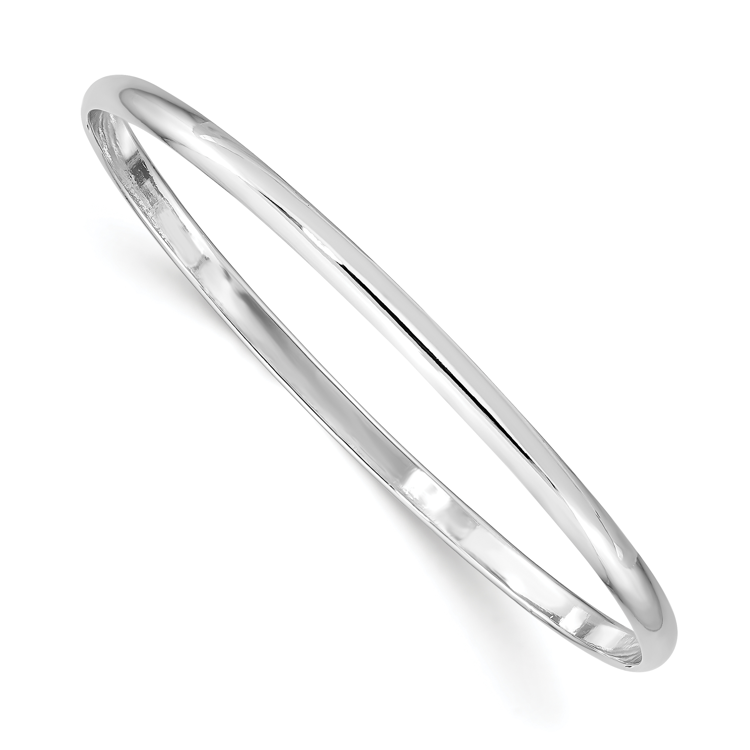 Sterling Silver RH-plated Polished 3mm Slip On Children's Bangle Bracelet (QB849)