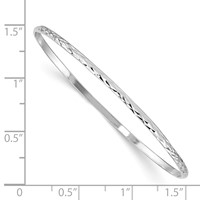 Sterling Silver RH-pltd Polished & D C 2mm Slip-on Youth Bangle Bracelet view 3