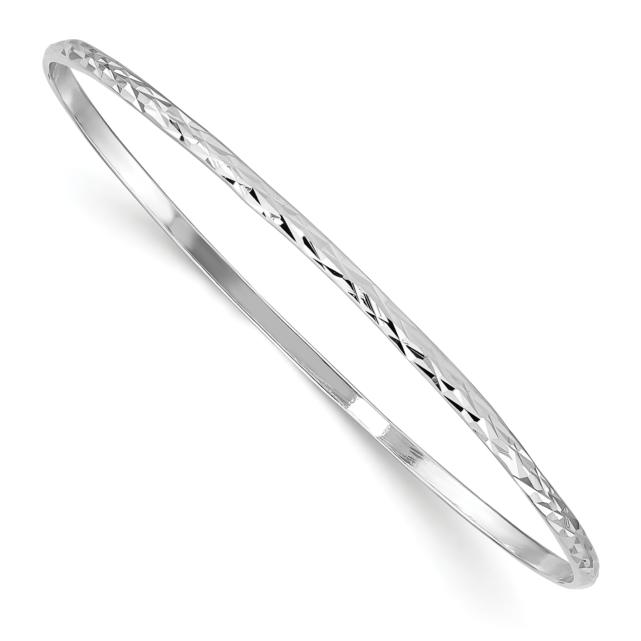Sterling Silver RH-plated Polished & D/C 2mm Slip On Children's Bangle (QB851)
