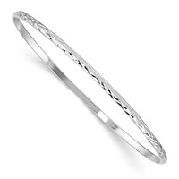 Sterling Silver RH-pltd Polished & D C 2mm Slip-on Youth Bangle Bracelet view 1