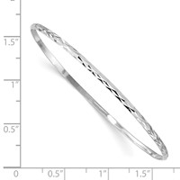 Sterling Silver RH-pltd Polished & D C 2mm Slip-on Youth Bangle Bracelet view 3