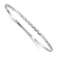 Sterling Silver RH-pltd Polished & D C 2mm Slip-on Youth Bangle Bracelet view 1