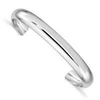 Sterling Silver RH-pltd 6mm Polished Domed 40mm Inside Diameter Cuff Bangle view 1