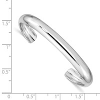 Sterling Silver RH-pltd 6mm Polished Domed 45 Inside Diameter Cuff Bangle view 3