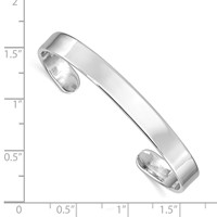Sterling Silver RH-pltd 6mm Polished 45mm Inside Diameter Cuff Bangle view 3