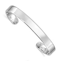 Sterling Silver RH-pltd 6mm Polished 45mm Inside Diameter Cuff Bangle view 1