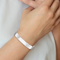 Sterling Silver Rhodium-plated Polished 8mm Children's Cuff Bangle view 4