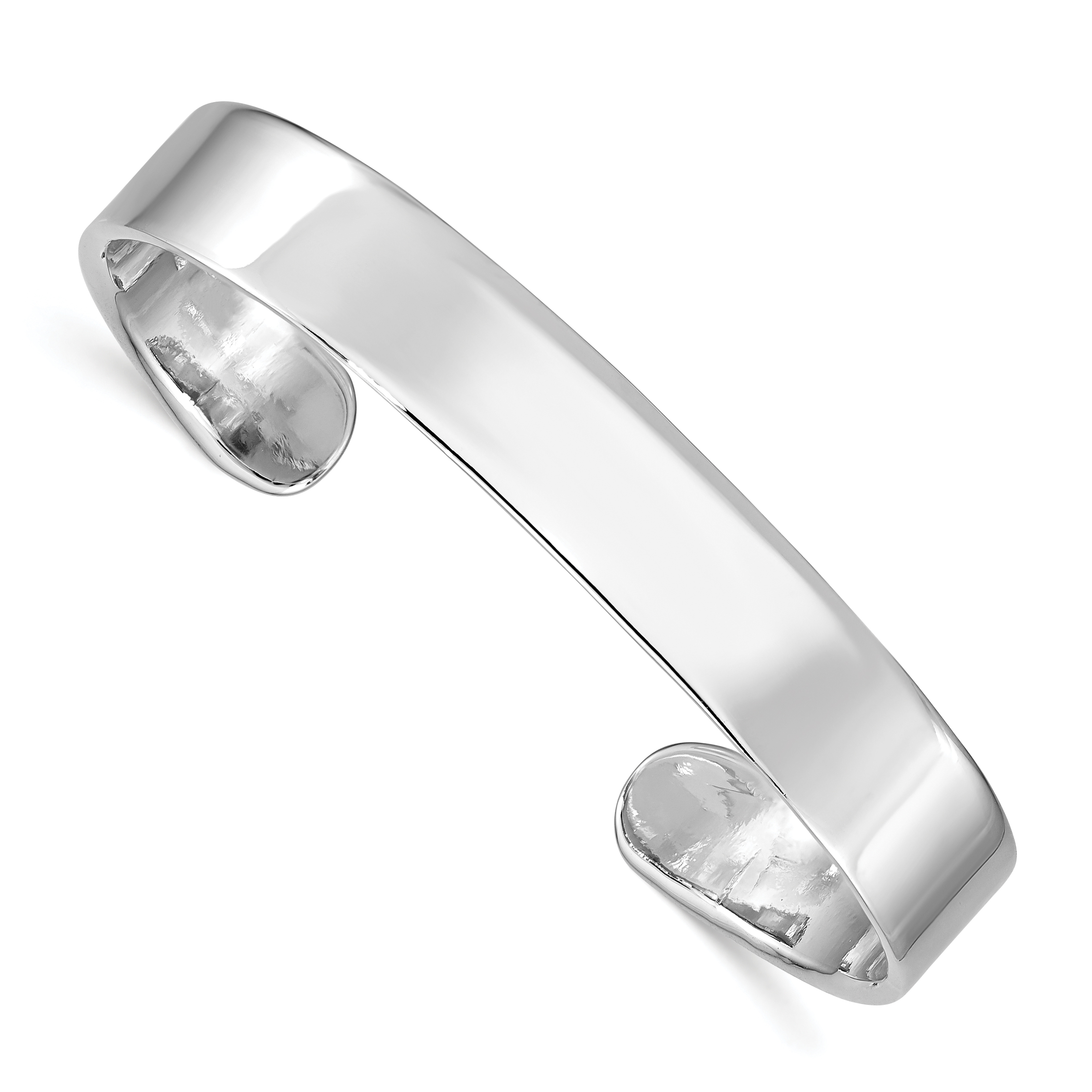 Sterling Silver Rhodium-plated Polished 8mm Children's Cuff Bangle (QB874)
