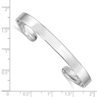 Sterling Silver RH-pltd 6mm Polished 60mm Inside Diameter Cuff Bangle view 3