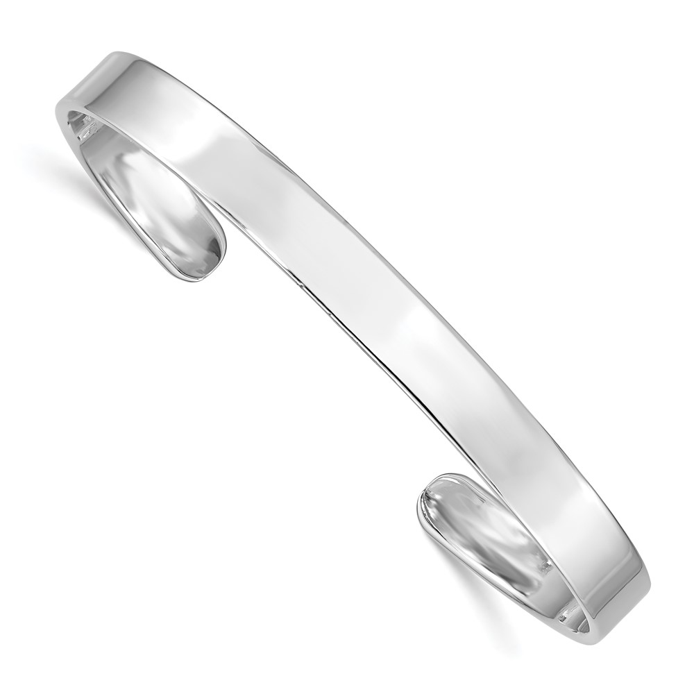 Sterling Silver Rhod. Plated Rhodium Plated Polished Cuff Bangle