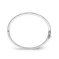 Sterling Shimmer Sterling Silver Rhodium-plated 62 Stone CZ Hinged Bangle Bracelet view 2