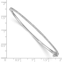 Sterling Shimmer Sterling Silver Rhodium-plated 62 Stone CZ Hinged Bangle Bracelet view 3