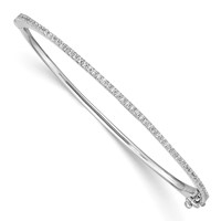 Sterling Shimmer Sterling Silver Rhodium-plated 62 Stone CZ Hinged Bangle Bracelet view 1