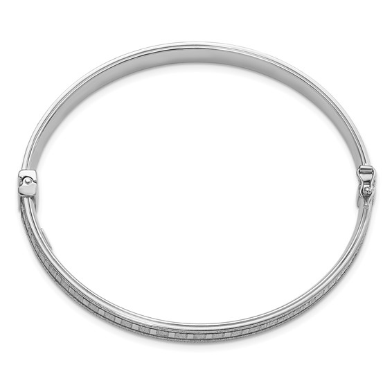 Sterling Silver Polished Glitter Infused Hinged Bangle