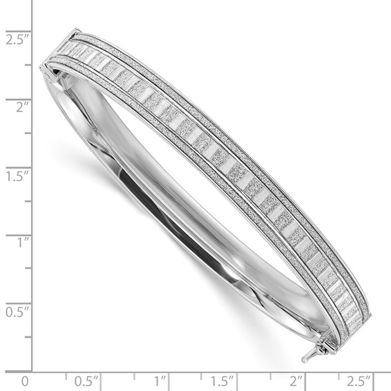 Sterling Silver Polished Glitter Infused Hinged Bangle