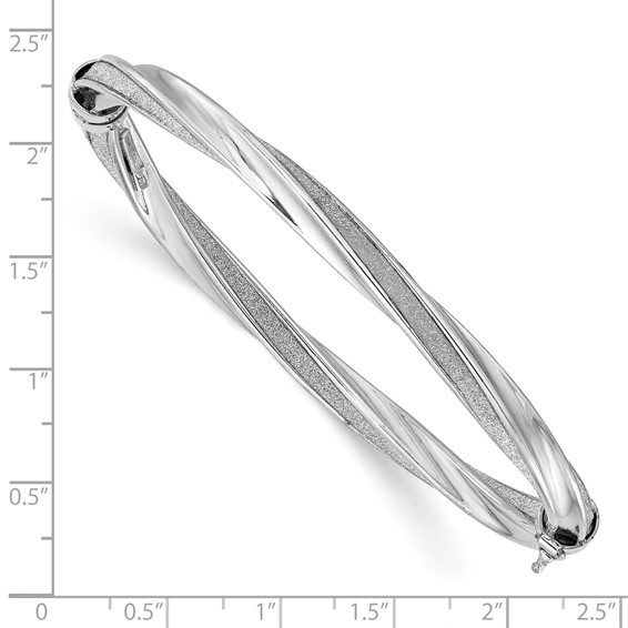 Sterling Silver Polished & Twisted Glitter Infused Hinged Bangle