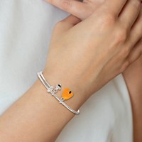 Sterling Silver Enameled Bee & Beehive Expandable Bangle view 4