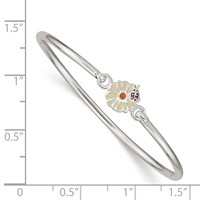 Sterling Silver Enameled Flower & Ladybug Children's Bangle Bracelet view 3