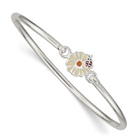 Sterling Silver Enameled Flower & Ladybug Children's Bangle Bracelet view 1