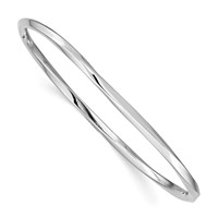 Sterling Silver Rhodium-plated Polished Twisted 3.50mm Slip-on Bangle view 1