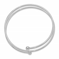 Sterling Silver Rhodium-plated Polished Flexible Wrap Slip-on Bangle view 2