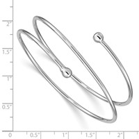 Sterling Silver Rhodium-plated Polished Flexible Wrap Slip-on Bangle view 3