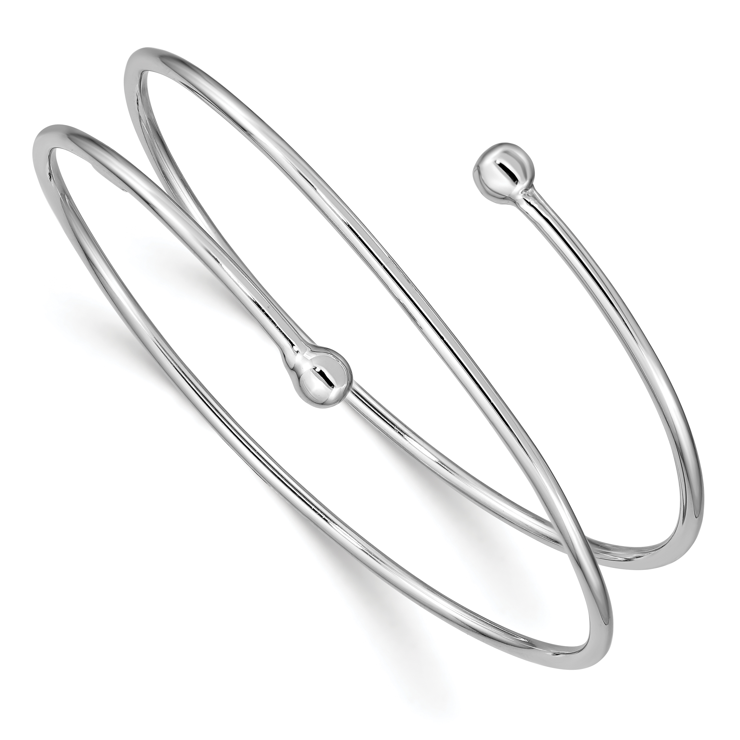 Sterling Silver Rhodium-plated Flexible Wrap Bangle (QB899)