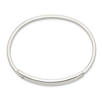 Sterling Silver Polished Engravable 42x 7mm ID Plate Hinged Hook Closure Bangle view 2
