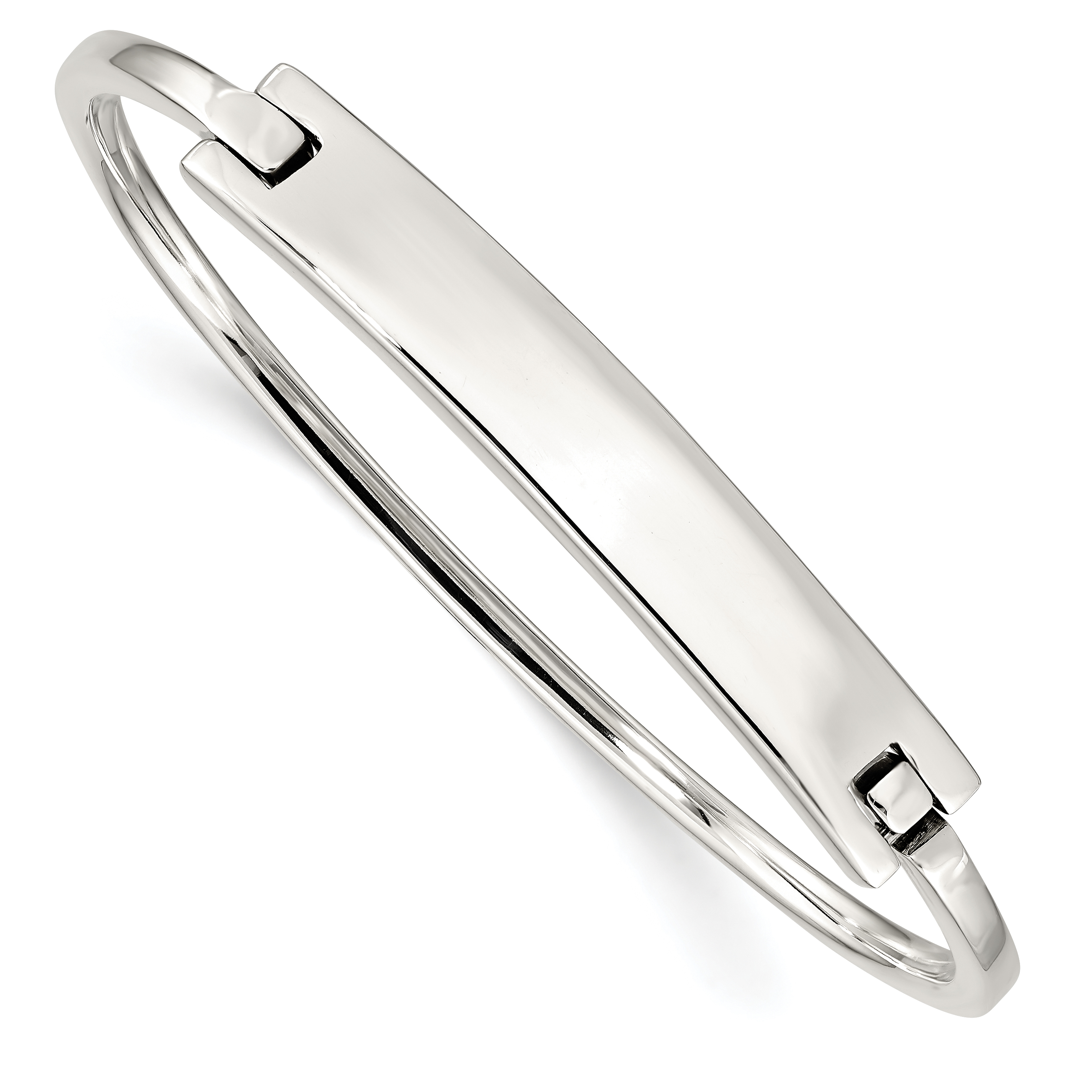 Sterling Silver ID Hinged Bangle (QB907)
