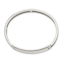 Sterling Silver Polished Engravable 41x10mm ID Plate Hinged Hook Closure Bangle view 2