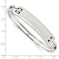 Sterling Silver Polished Engravable 41x10mm ID Plate Hinged Hook Closure Bangle view 3