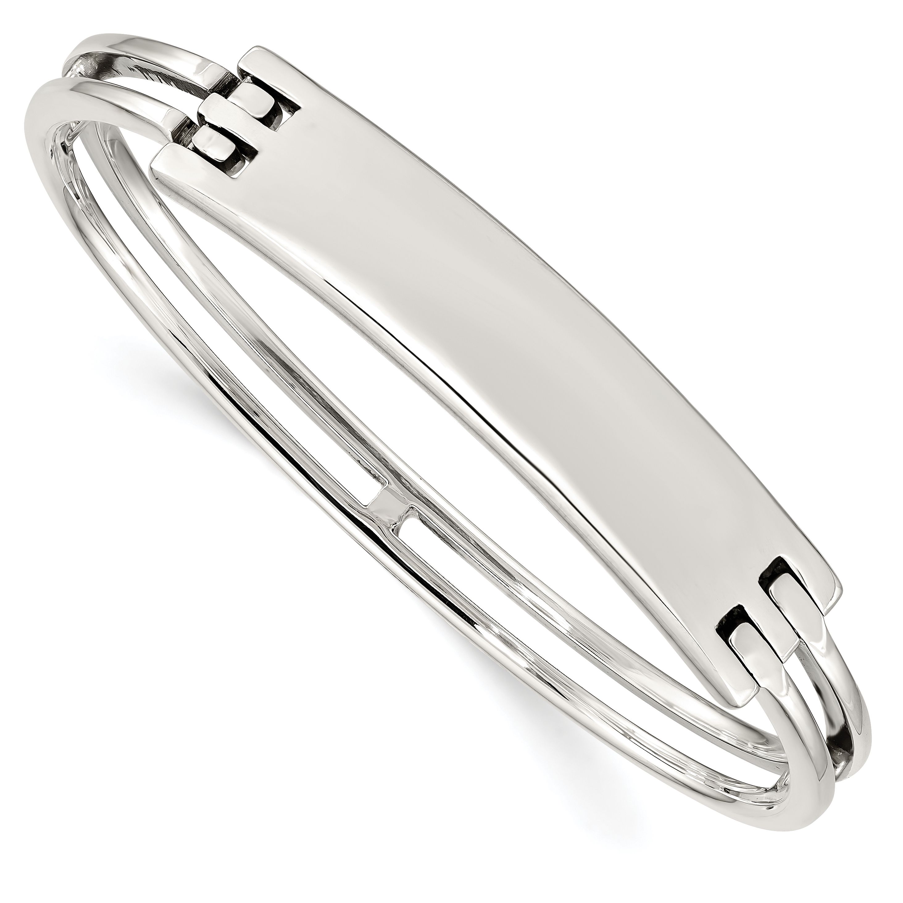 Sterling Silver ID Hinged Bangle (QB908)